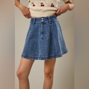 High Waist Flare Denim Mini Skirt - Sunday Edition